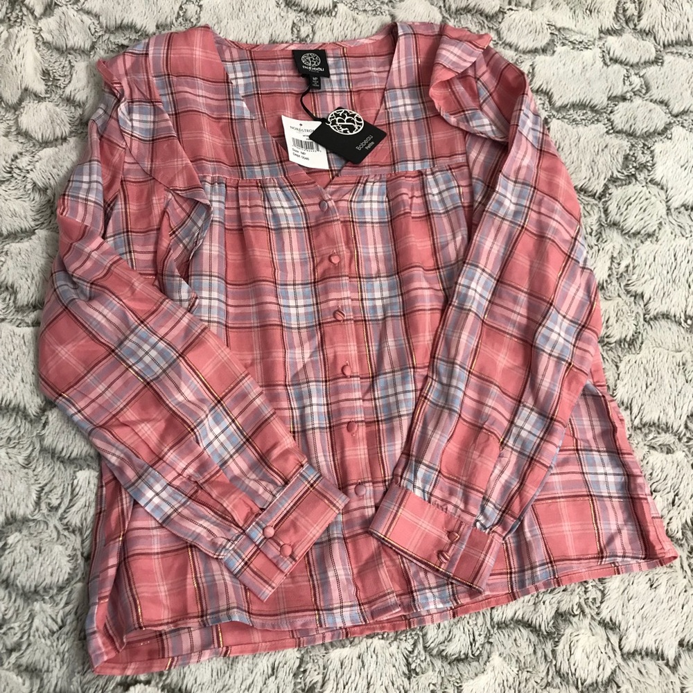 Designer BOBEAU Ruffle Top NWT P23 - Picture 4 of 8